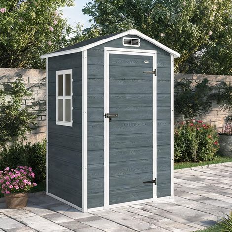 Abri de jardin gris compact en polypropylène avec fenêtre (1/5)