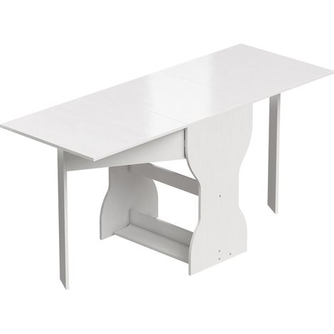 Klappbarer Esstisch mit Stauraum, für 2-4 Personen, Weiß, 160 x 60 x 75 cm