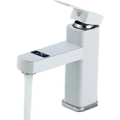 Rubinetto da cucina, rubinetto da bagno, rubinetto da lavabo, rubinetto digitale con display LED della temperatura, miscelatore monocomando, design moderno, display 0-99°C, 4 cm. (1/5)