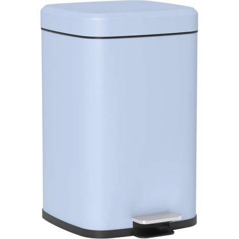 20L Stylish Light Blue Metal Kitchen Trash Bin - Modern Boxy Design for Home Use