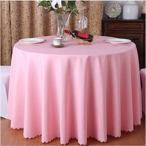 Nappe ronde 180cm Rose Polyester pour Cuisine, Fête, Mariage