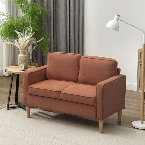 Zweisitzer-Sofa mit Stauraum und soliden Holzbeinen, für Wohnzimmer, Schlafzimmer, 117 x 63 x 79 cm, Orange