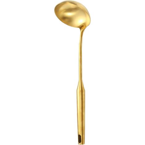 Ensemble de 6 ustensiles de cuisine en acier inoxydable doré, louche et spatule antirouille, style moderne – 1 louche (1/5)