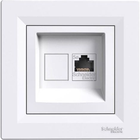 Schneider Electric – Prise RJ45 encastrable Cat.5 STP – Montage monobloc – Profondeur d'encastrement 40mm – Couleur blanche