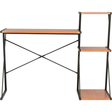 INLIFE Bureau avec étagère Noir et marron 116x50x93 cm (1/5)