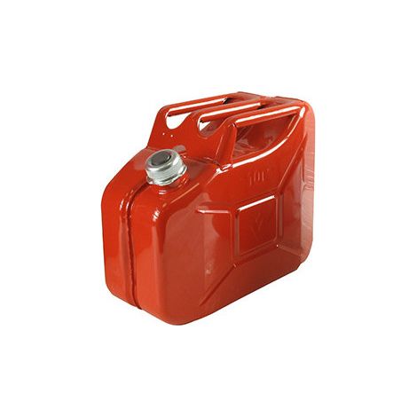 Metallischer Kanister 10 Liter. Außenfarbe in roter Pulverbeschichtung. Innenbehandlung gegen Rost und widerstandsfähig