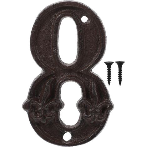 Numéro de Porte Rétro en Fonte Noire, Chiffre 8 pour Maison Aspect Martelé Irrégulier, Vis de Fixation Incluses, Pose Simple et Retrait Facile (1/5)