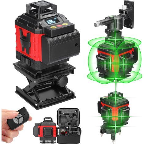 Niveau laser 4 x 360° ,Autonivelant Niveau Laser Vert 4D 16 Line Ligne Laser Verte Horizontal et Verticale avec Télécommande Batterie Rechargeable 2 2400 mAh (1/5)
