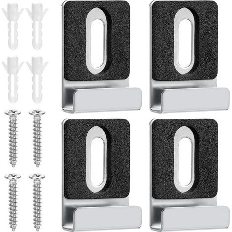 Lot de 4 supports de miroir, support mural pour miroir, supports en acier inoxydable, clips de suspension de miroir, supports de suspension de miroir avec chevilles et vis pour miroirs lourds (1/5)