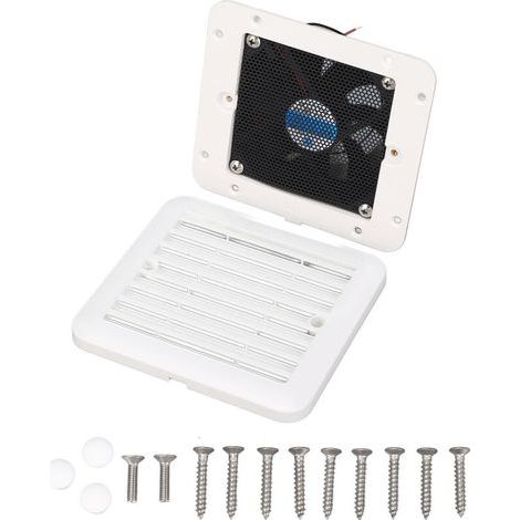Évent latéral 12V (14 x 13 cm), adapté aux camping-cars, caravanes, bateaux, fourgons aménagés et yachts. (1/5)
