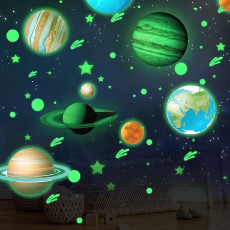 CCYKXA Glow in the Dark Stars Ceiling, 9 Planets + 435 Stars Dots Luminous Stickers, Fluorescent Kids Wall Stickers, Fluorescent Star for Kids Girls Boys Bedrooms (1/5)