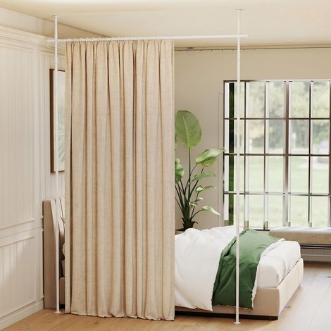 COSTWAY Separe Divisorio Interno Divisorio Per Ambienti Tenda Interni Room Divider Asta Tenda Divisoria Spazio Bastone Separatore Estensibile Stanze Allungabi (1/5)