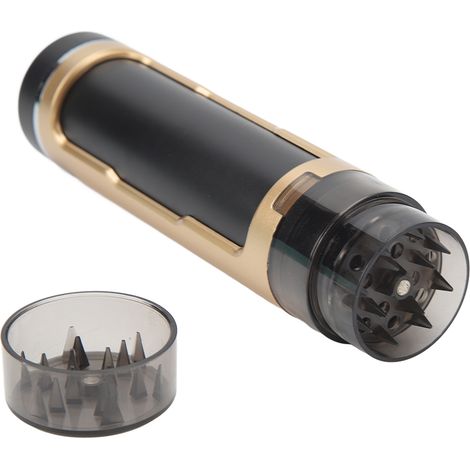 Broyeur à herbes portable en plastique, manuel, à double tube, broyage rapide pour épices et tabac, distributeur doré (1/5)