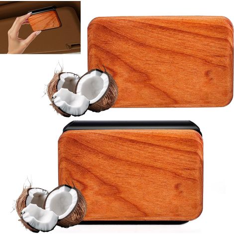 Car Air Freshener - Sun Shade Diffuser Natural Wood with Clip, Coconut Scent, Long Lasting Room Scent, for Auto/SUV/Truck - Pack of 2 (1/5)
