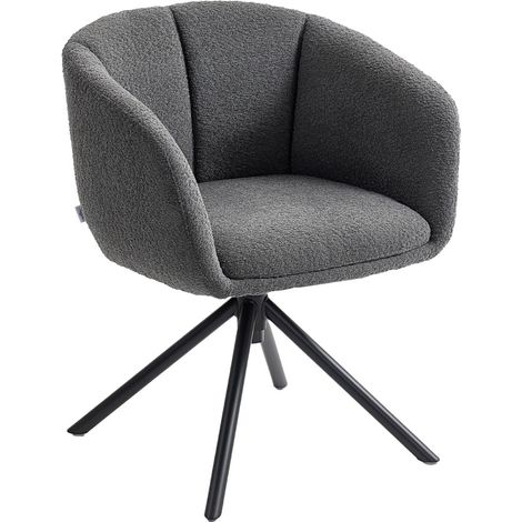 Fauteuil pivotant en tissu gris foncé, avec coque enveloppante, accoudoirs intégrés et pieds métal, confort lecture et TV, charge 120 kg  CHICFURN (1/5)