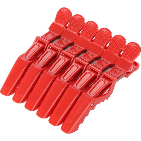 Lot de 6 pinces à cheveux crocodile antidérapantes à une seule griffe, rouges (1/5)