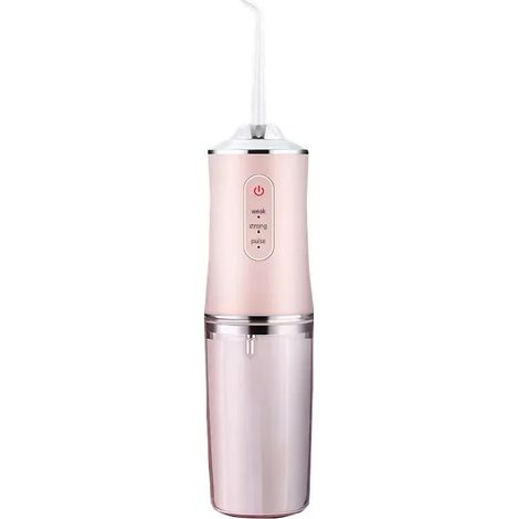 Hydropulseur électrique à trois modes (rose) avec bain de bouche et brosse à dents rechargeable 240 ml (1/5)