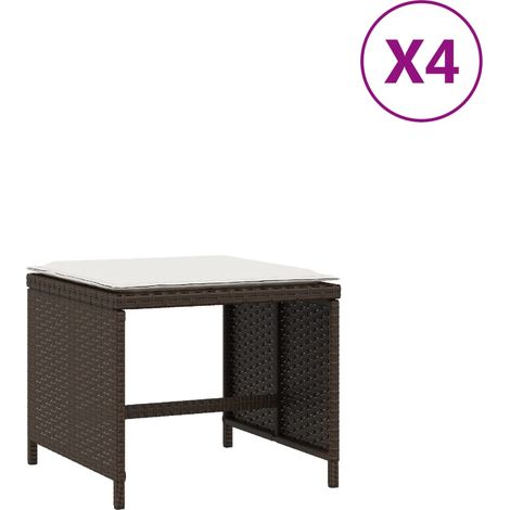 Tabourets de jardin avec coussins 4pcs marron 41x41x36 rotin (1/5)