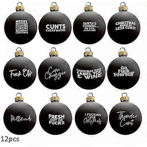 Lot de 12 boules de Noël humoristiques « Swear-Baubles » (2024), 12 pièces (1/5)