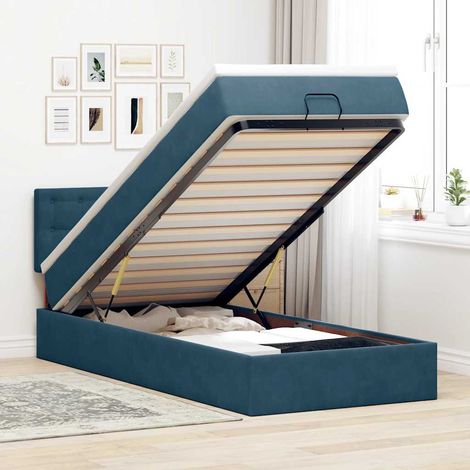 vidaXL Estructura de cama otomana con colchón terciopelo azul oscuro (1/5)
