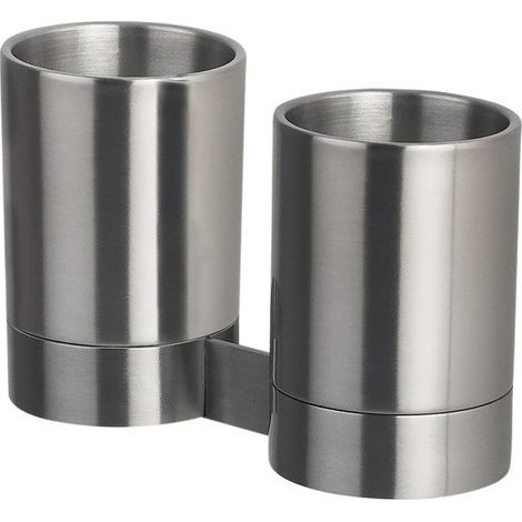 Vasos  dobles para fijar Acero inoxidable cromado NYO Spirella Gris