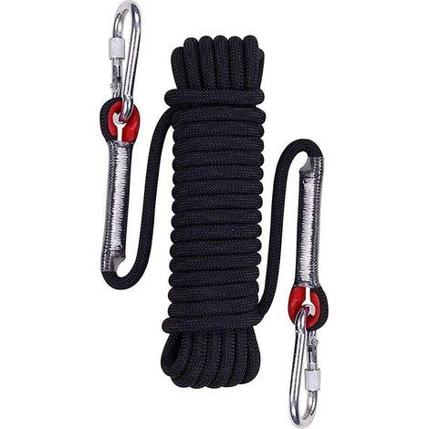 Corde d'escalade d'extérieur, Corde d'escalade en plein air,Noir Corde de sécurité en nylon tressé, 15 m (1/5)