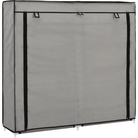 Armoire à chaussures range chaussures rangement meuble entrée couloir salon avec housse 115 x 28 x 110 cm Tissu gris (1/5)