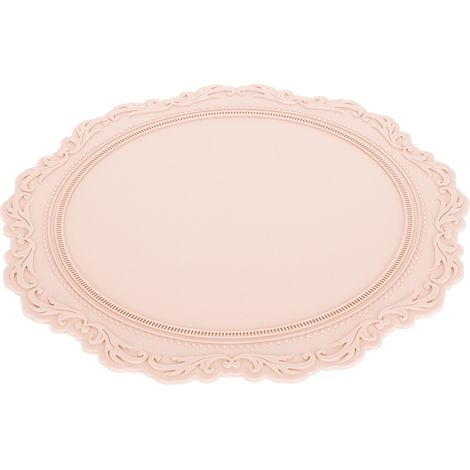 Tischset aus Silikon im nordischen Stil, geprägt, isolierend, verdickt, rund, für Küche und Haushalt, Rosa (1/5)