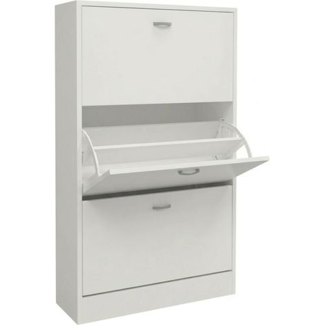Scarpiera Salvaspazio Mobile Ingresso Slim Armadietto Scarpe 63x24x115 cm Bianco
