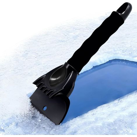 Raschietto per ghiaccio per auto con spazzola da neve, sbrinatore e tergivetro, kit multifunzionale per la pulizia invernale di parabrezza, finestrini e tetto. (1/5)