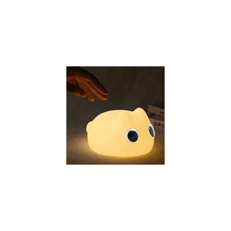 Lámpara de noche infantil recargable por USB, que proporciona una luz brillante y cálida. Lámpara de mesilla con forma de gato y ojos grandes, ideal como luz nocturna para el dormitorio. Un regalo enc