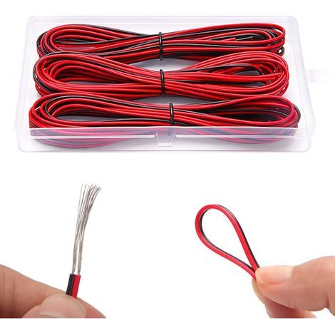 15m (3 x 5m) 22AWG Fils Électrique, Cable fil de Cuivre Étamé Multibrins, Fil Électrique en Parallèle à 2 Conducteurs, Fil Électriquee (1/5)