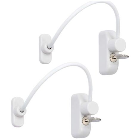 2pcs Fenêtre Entrebâilleur de Porte Verrouillage Porte Coulissante Bébé Sécurité Enfant Verrou de Sécurité Câble Catch Fils avec Clé en Acier Inoxydable pour Garage Placard Fenêtre Chambre Blanc (1/5)