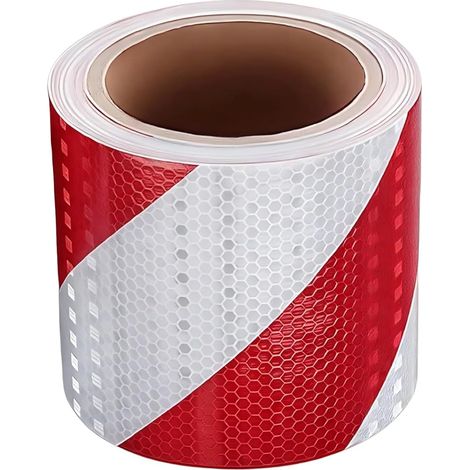 Bande Réfléchissante Autocollante 10cm x 25m Rouge et Blanc – Ruban Réfléchissant Haute Visibilité PET Imperméable – Sécurité Véhicule, Camion, Porte Garage, Signalisation (1/5)