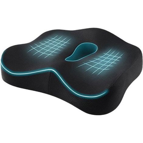 Coussin d'assise en mousse à mémoire de forme - 44 x 39 x 10 cm - Noir - Galbe les fesses (1/5)