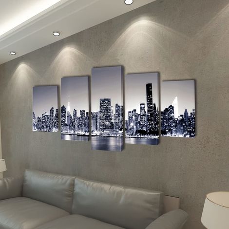 Set de toiles murales imprimées Horizon de New York monochrome CFW235854 (1/3)