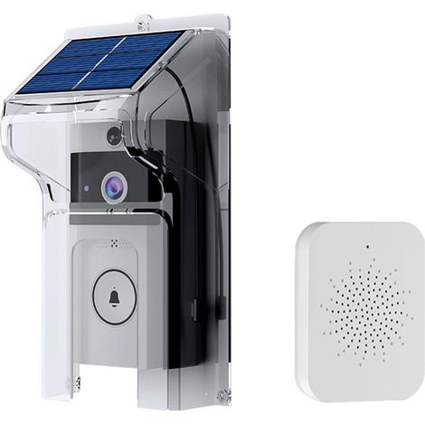Sonnette Sans Fil Avec Caméra - Vision Nocturne 6 M - Alimentation Solaire - Installation Sans Perçage - 1 Pièce