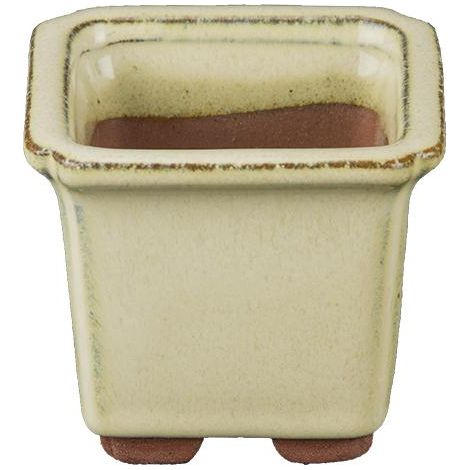 Vaso per bonsai quadrato in gres smaltato bianco 5x5x5 cm - SF35