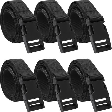 Lot de 6 Sangles Valise Noir, Réglables, 150 x 2,5 cm Sangles de Bagages en Nylon avec Boucle à Dégagement Rapide pour Valises, Valises de Voyage, Moto (1/5)