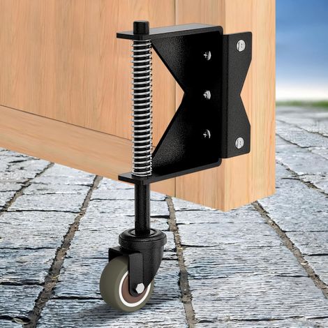 Roulette de portail de 5 cm, capacité de charge de 90 kg, pneu en caoutchouc plein amortissant les chocs pour portes en bois/clôture, avec vis et tournevis (1, combinaison noire gauche) (1/5)