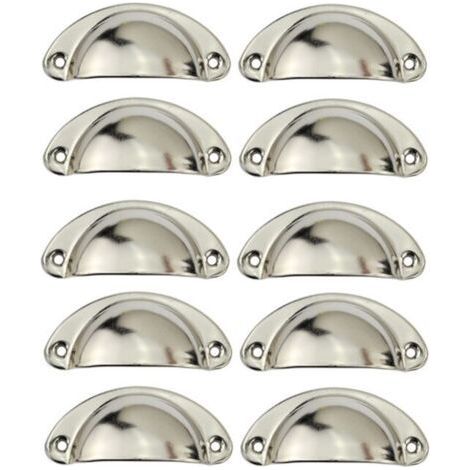 BUNTHAUS Lot de 10 Poignée Bouton de Porte 81mm Décoration pour Meuble Tiroir - Argent (1/3)