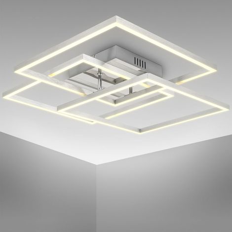 B.K.Licht Plafonnier LED orientable 568x568x95mm carré 40W 4000lm 3000K lumière blanche chaude chromé aluminium lampe plafond bureau salon cuisine couloir (1/5)