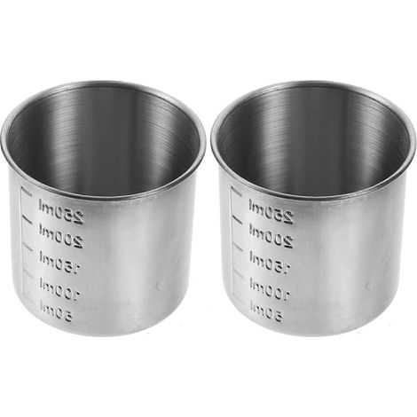 Lot de 2 tasses à mesurer graduées en acier inoxydable-7.5X7.5X7CM-Silver (1/3)
