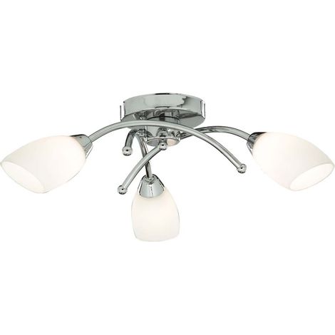 Lampada da soffitto Cromo Acciaio Luce Vetro Opale Bianco Dimmerabile Soggiorno Camera da letto
