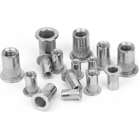Kit 200 pièces écrous rivets M3 M4 M5 M6 inox mélangés, inserts taraudés pour fixation, accessoire quincaillerie robuste (1/5)