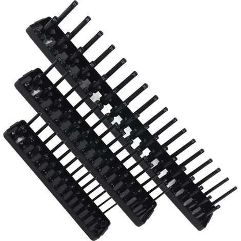 Ensemble de rangement multifonctionnel noir en 3 pièces pour outils (porte-clés à douille de 1/4 pouce, 3/8 pouce et 1/2 pouce) (1/5)