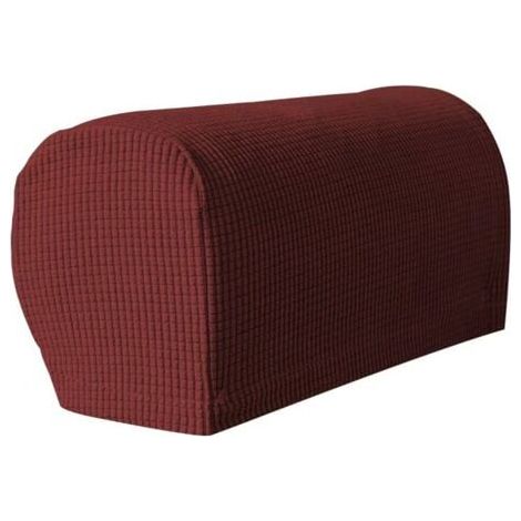 Lot de 2 protections d'accoudoirs de canapé pour fauteuils, canapés, fauteuils antidérapants, en polaire de qualité supérieure, extensibles (rouge vin) (1/4)