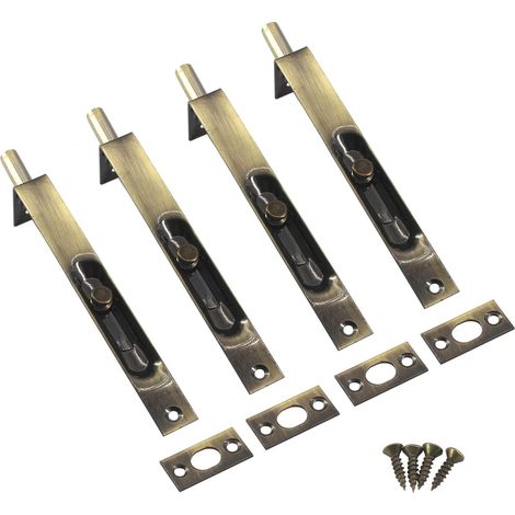 Verrou de porte encastré en acier inoxydable de 10,2 cm avec vis Argenté (4 pièces) (1/5)
