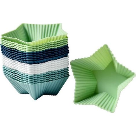 Stampi per crostate 6,5 x 6,5 x 2,5 cm, set da 24 pezzi, stampi per crostate in silicone, stampi da forno per muffin, torte, pasticcini e budini, stampi per muffin riutilizzabili per (1/5)