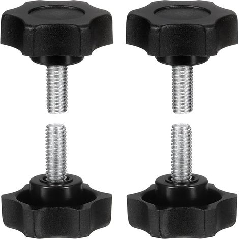 Pcs Star Handles M6 x 12mm (1mm Pitch) Metric Male Thread Hand Clamping Screws Threaded Rod Bolts for Woodworking Jigs, Black (1/5)